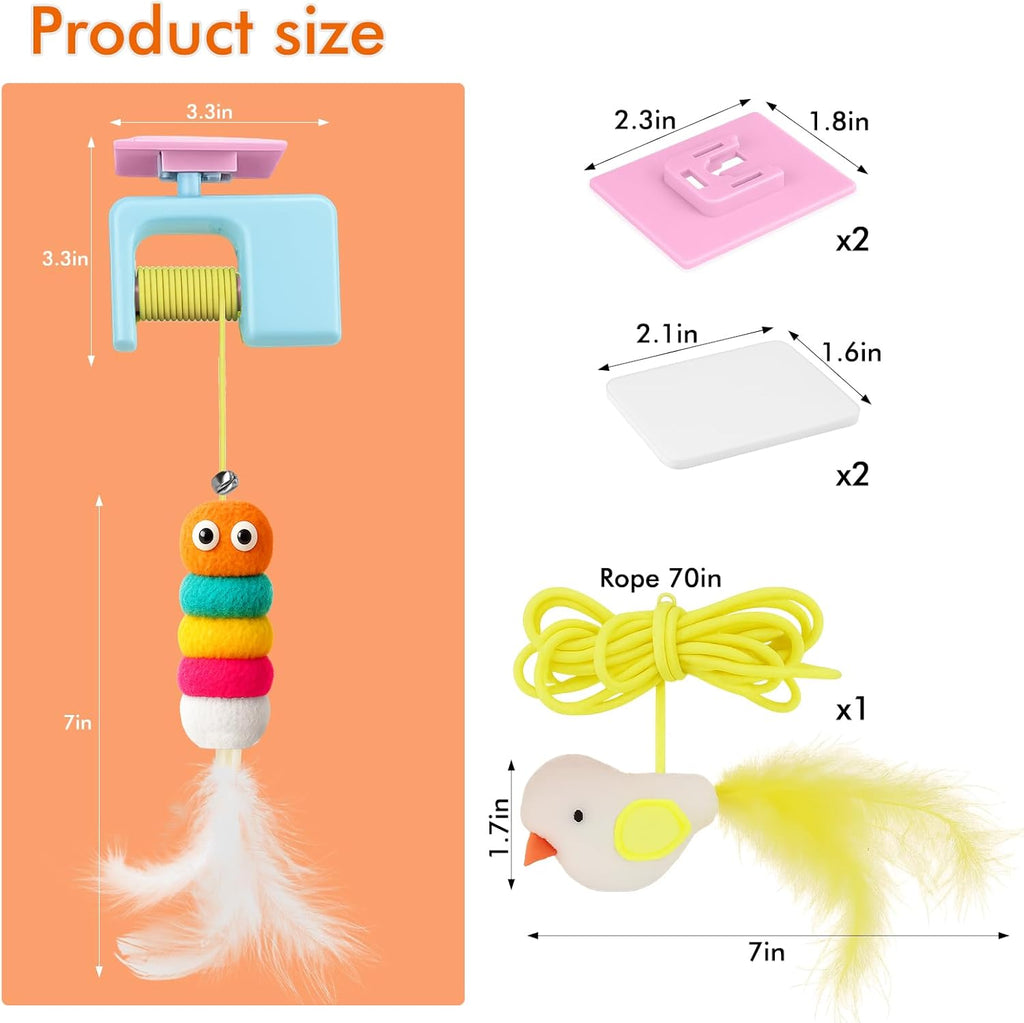 Interactive Cat Toys for Indoor Cats,Automatic Cat Hanging Toys for Bored Indoor Adult Cats, Caterpillar and Flying Bird Toy for Door Frame