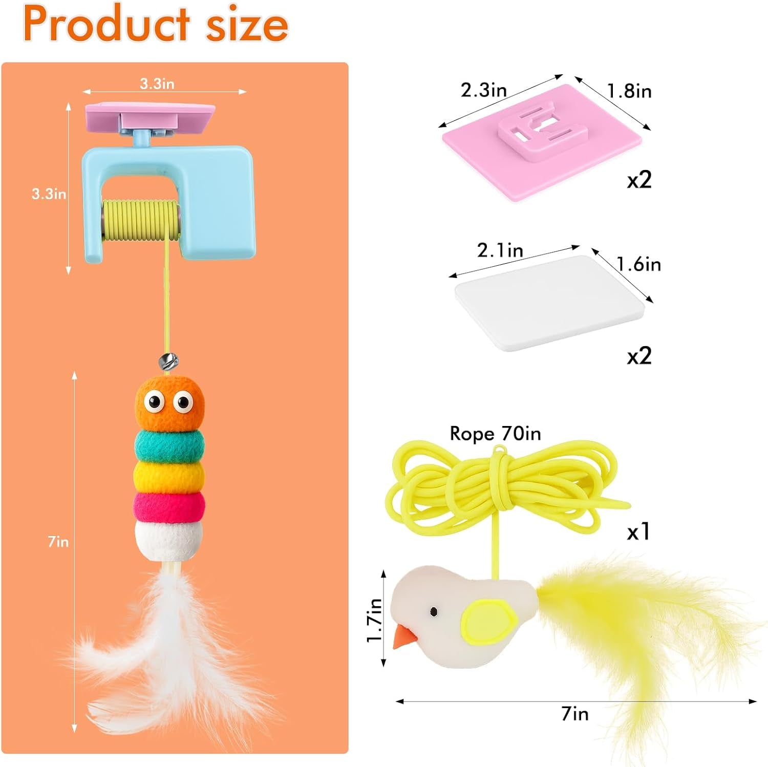 Interactive Cat Toys for Indoor Cats,Automatic Cat Hanging Toys for Bored Indoor Adult Cats, Caterpillar and Flying Bird Toy for Door Frame