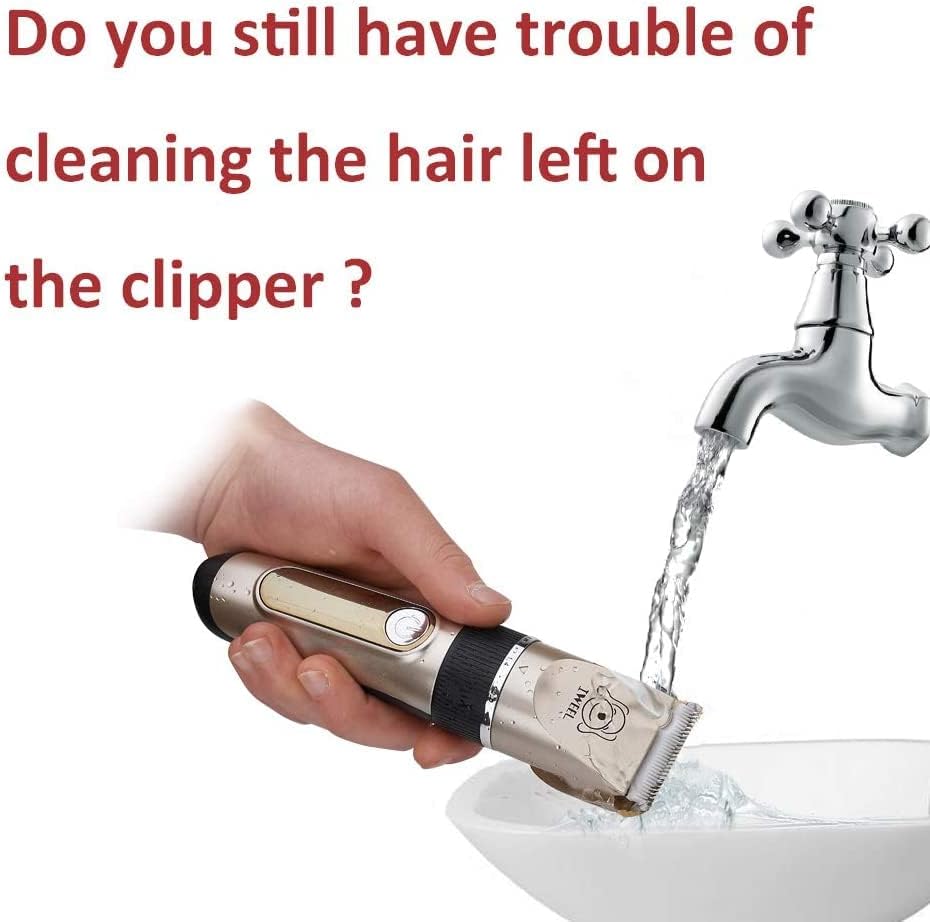 Dog Clippers, 2-Speed Professional Rechargeable Cordless Cat Shaver and Low Noise Water Proof Electric Dog Trimmer Pet Grooming Kit Animal Hair Clippers Tool with Scissors Combs