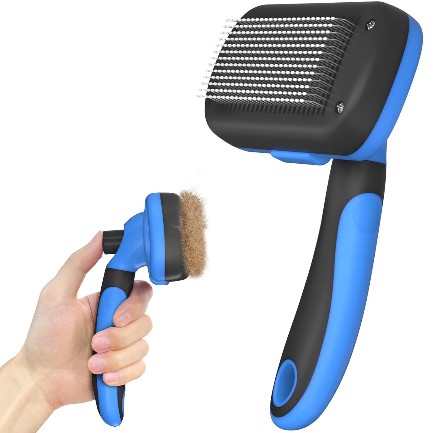 Self-Cleaning Shedding Brush - Skin Friendly Grooming Tool for Dogs, Cats, and Puppies