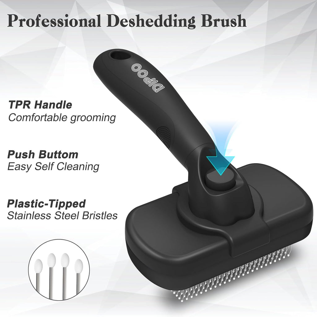 Self-Cleaning Shedding Brush - Skin Friendly Grooming Tool for Dogs, Cats, and Puppies