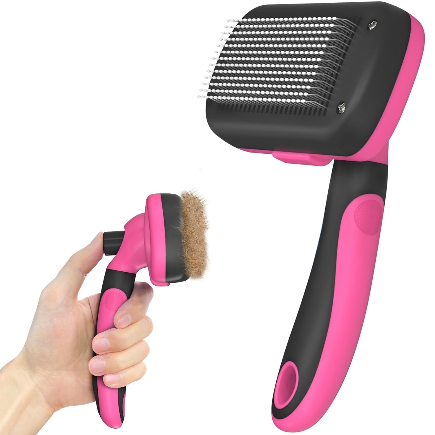 Self-Cleaning Shedding Brush - Skin Friendly Grooming Tool for Dogs, Cats, and Puppies