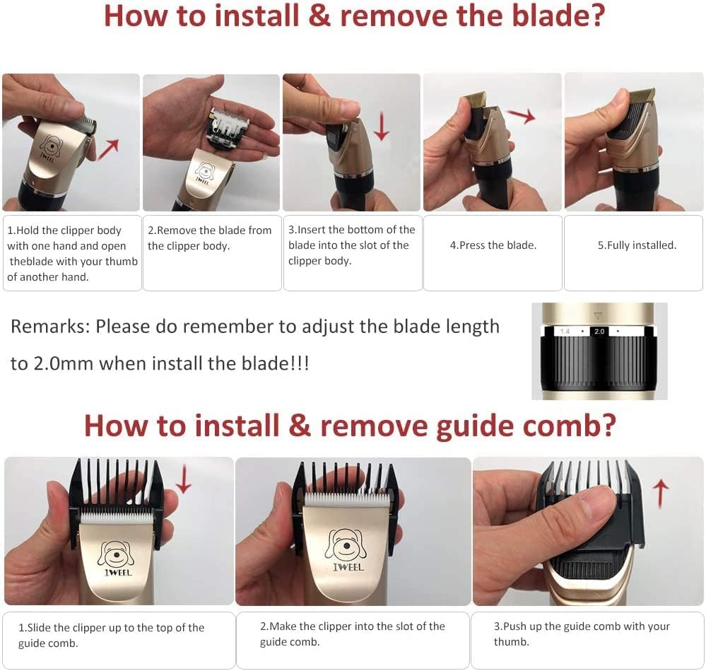 Dog Clippers, 2-Speed Professional Rechargeable Cordless Cat Shaver and Low Noise Water Proof Electric Dog Trimmer Pet Grooming Kit Animal Hair Clippers Tool with Scissors Combs