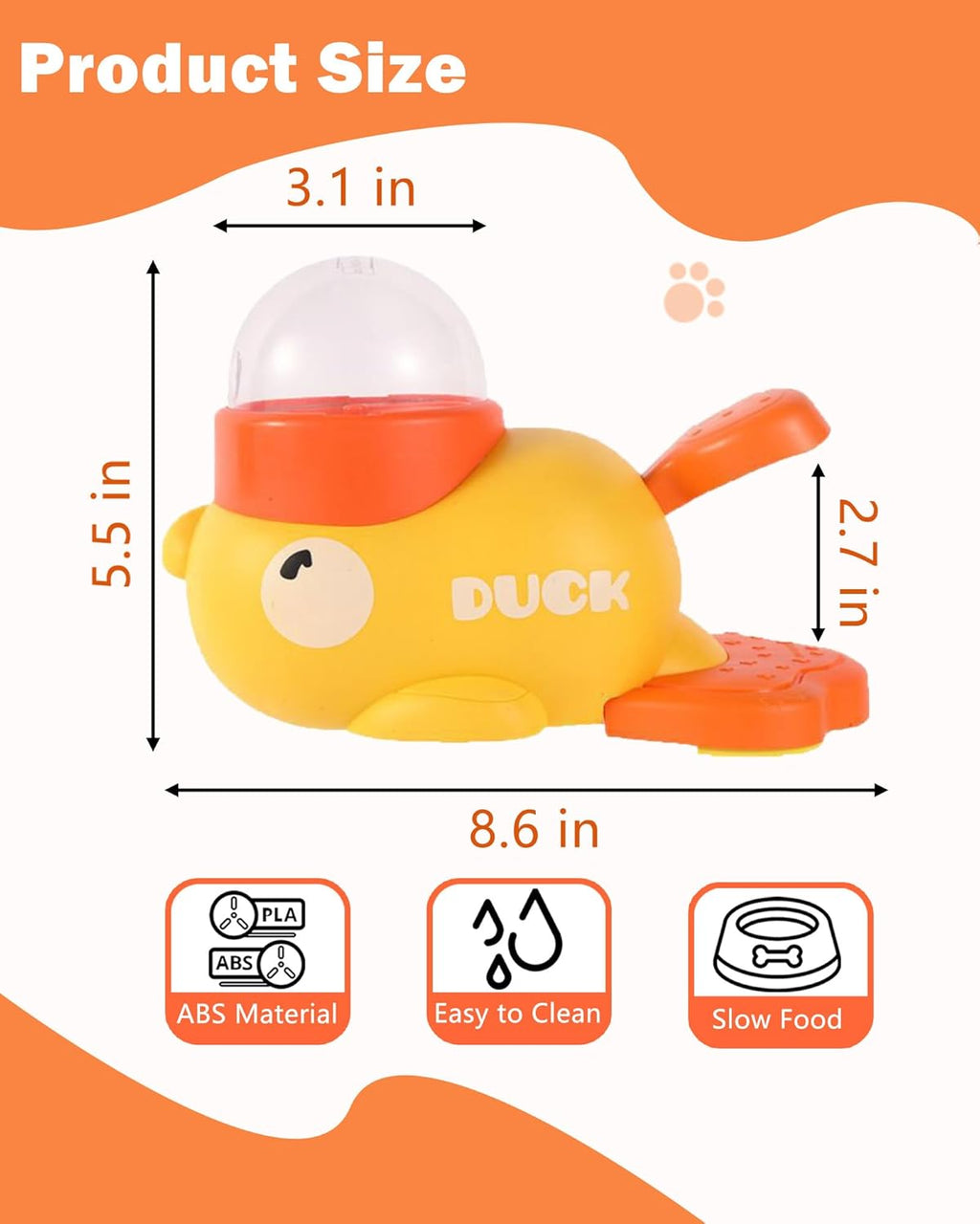  Duck Shape Slow Feeder for Small Medium Dogs Enrichment Toys, Promotes IQ Training Reduces Bloating Anti Gulping for Dogs and Cats
