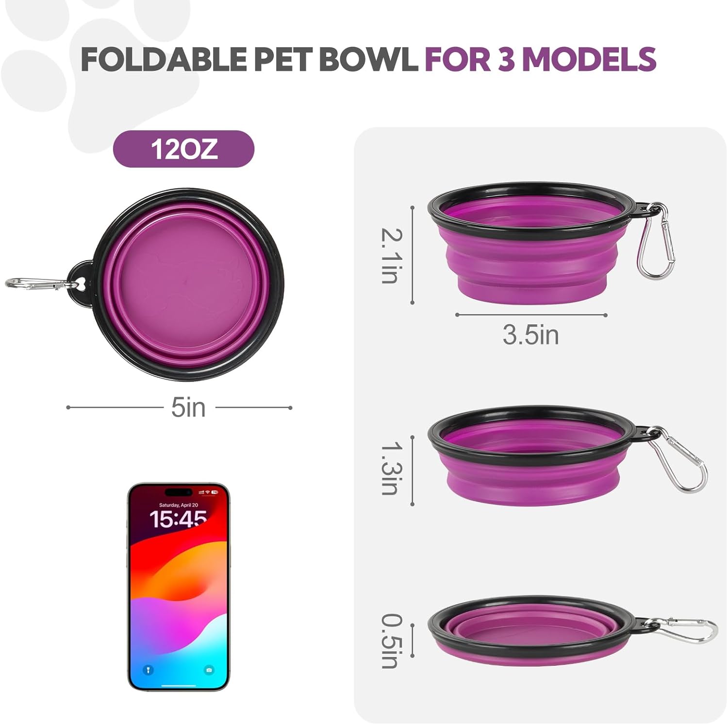 Collapsible Dog Bowl 2 Pack, Dog Water Bowls for Travels, Portable Foldable Pet Bowls