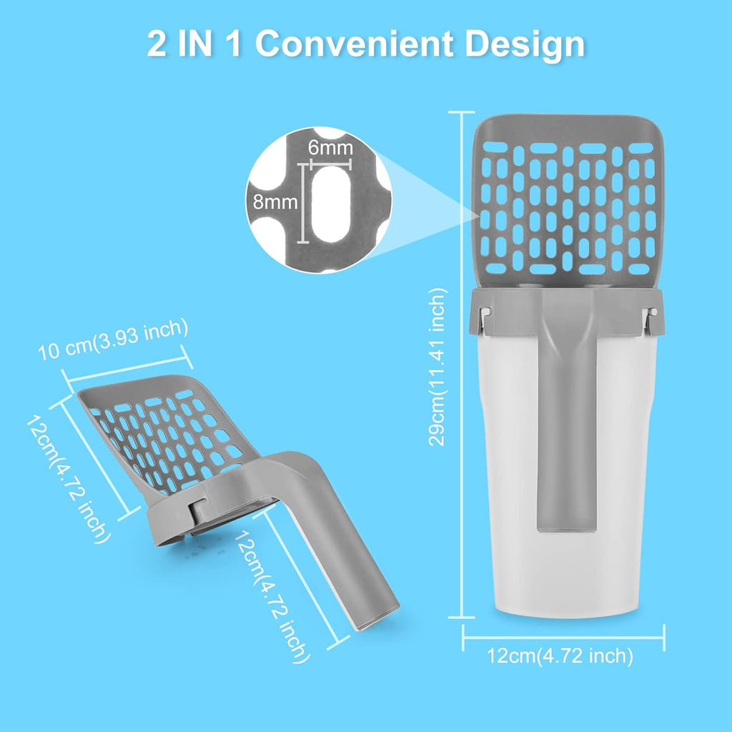 Cat Litter Scooper with Holder, Cat Litter Shovel with Waste Can and Refill 135 Bags