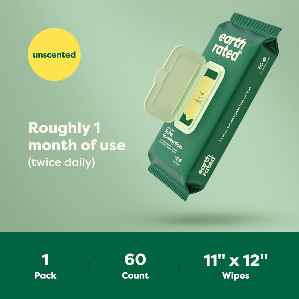 XL Pet Wipes for Dogs & Cats, 3-In-1 Hypoallergenic Cleaning, Deodorizing and Hydrating Extra Large Grooming for Body