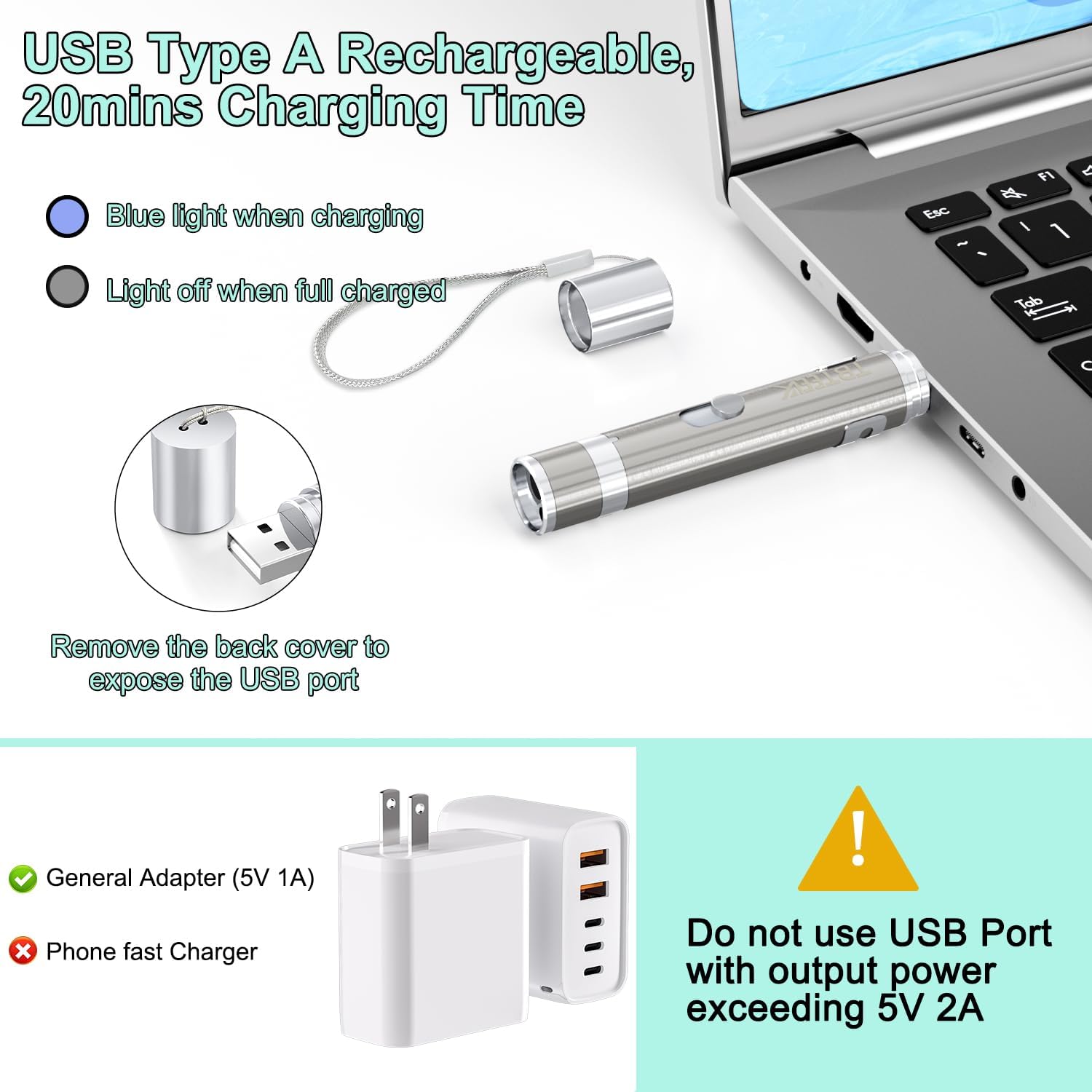 Cat Toys, USB Rechargeable Kitten Toy, 3 Light Modes & 5 Adjustable Patterns