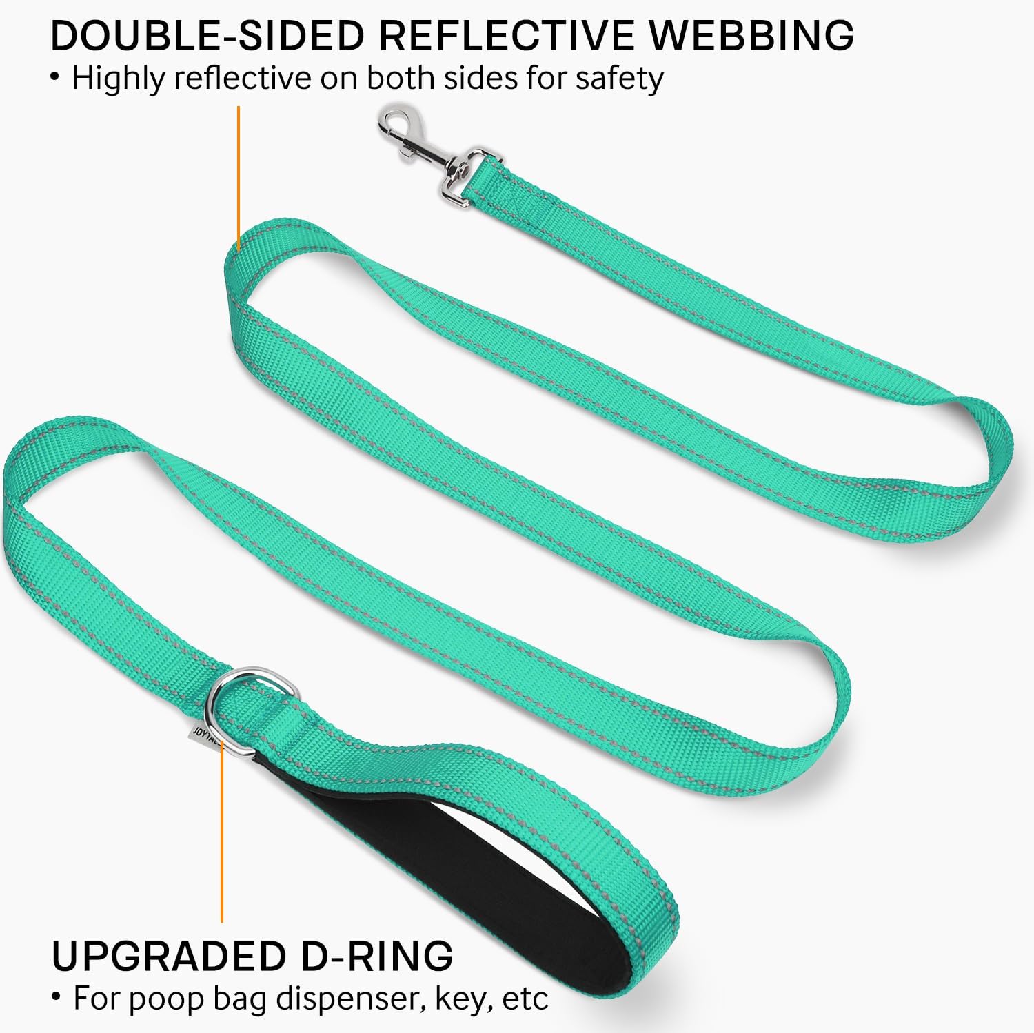 Dog Leash Padded Handle Nylon Heavy Duty Leashes for Medium & Large Dogs Walking, Teal, 6FT