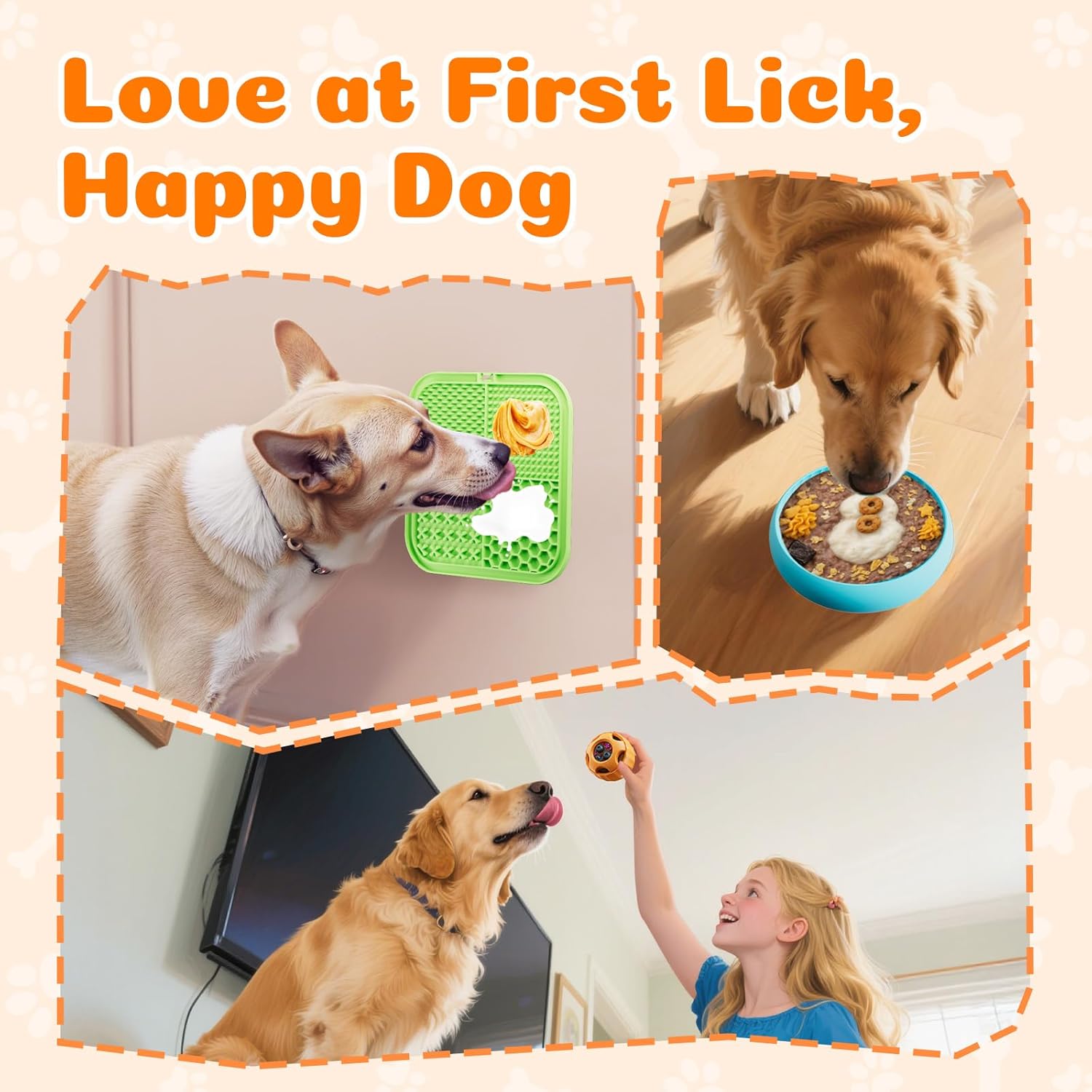 Dog Enrichment Toys 6 Pack Lick Mat, Ball & Bowl with Peanut Butter, Frozen Treat Puzzle Dispenser for Anxiety Relief, Reduce Boredom, Perfect for Bathing Grooming