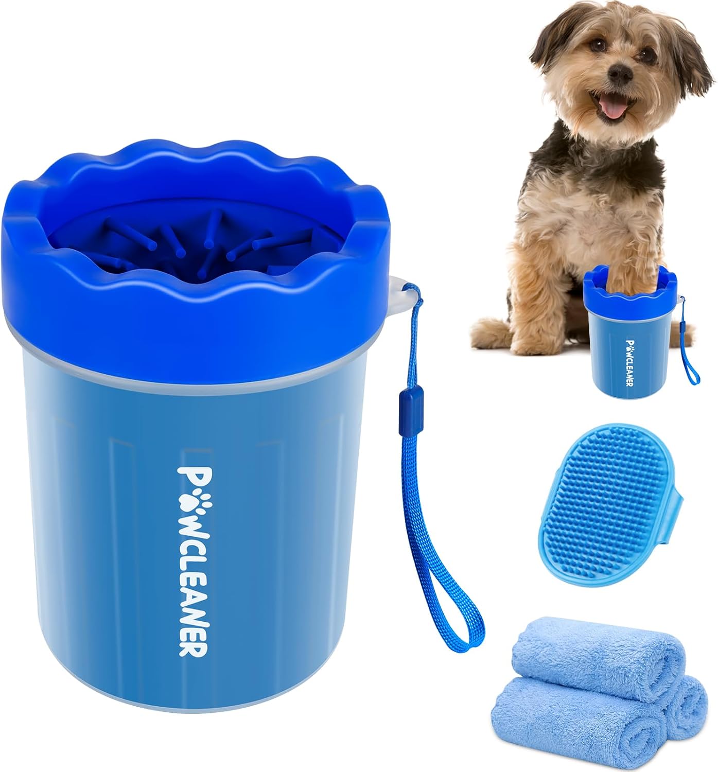 Dog Paw Cleaner, Washer, Muddy Pet Foot Cleaner for Small Medium Breed Dogs/Cats (With 3 Absorbent Towel) (Black, Medium)