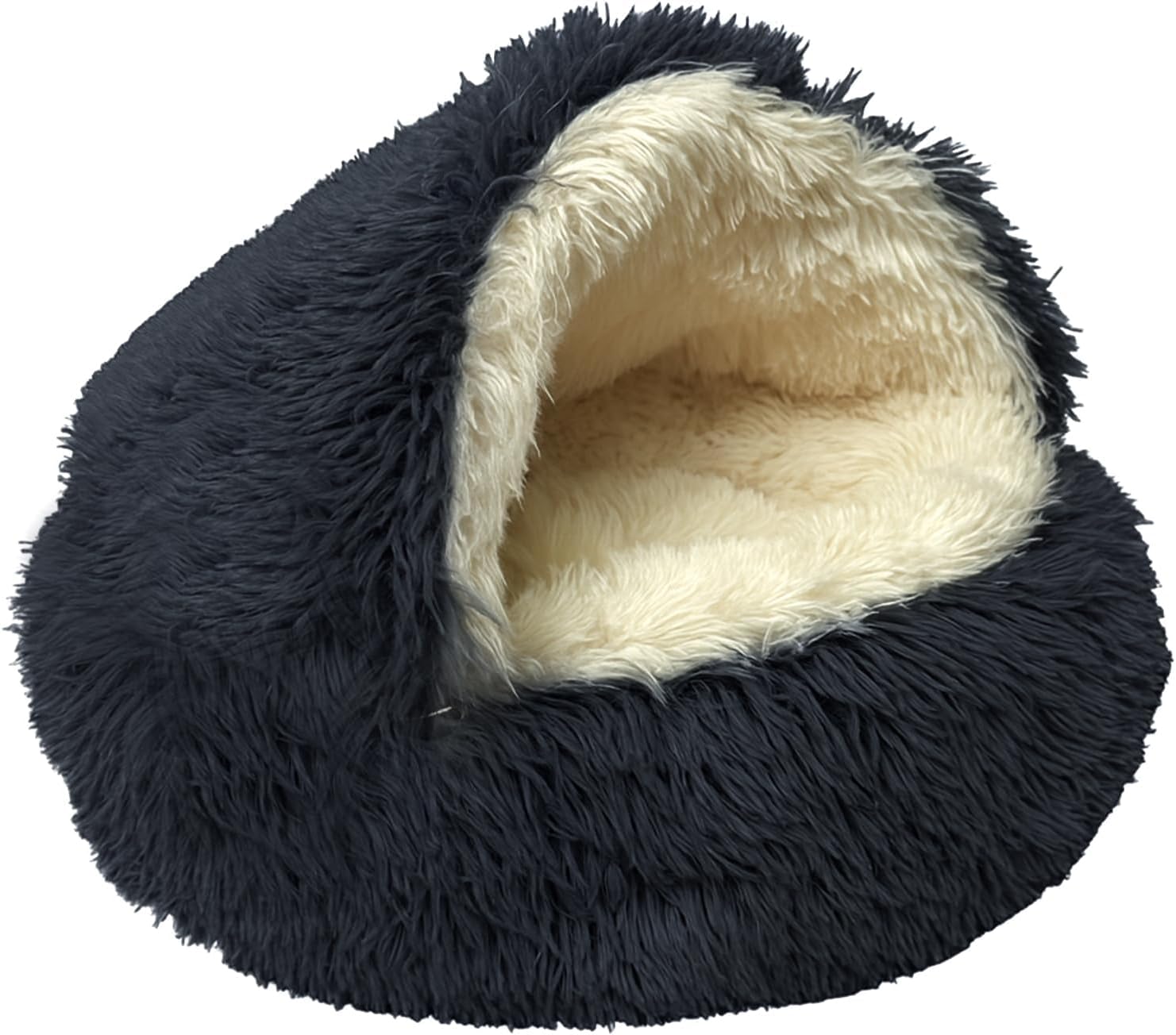 Cat Bed round Plush Fluffy Hooded Cat Bed Cave, Cozy for Indoor Cats or Small Dog Beds