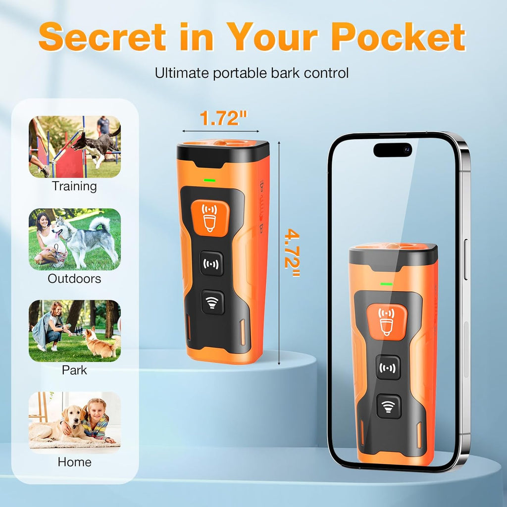 Dog Bark Deterrent Devices,Anti Barking Device for Dogs 23Ft Safe Range, Ultrasonic Bark Stopper with 3X Emitters