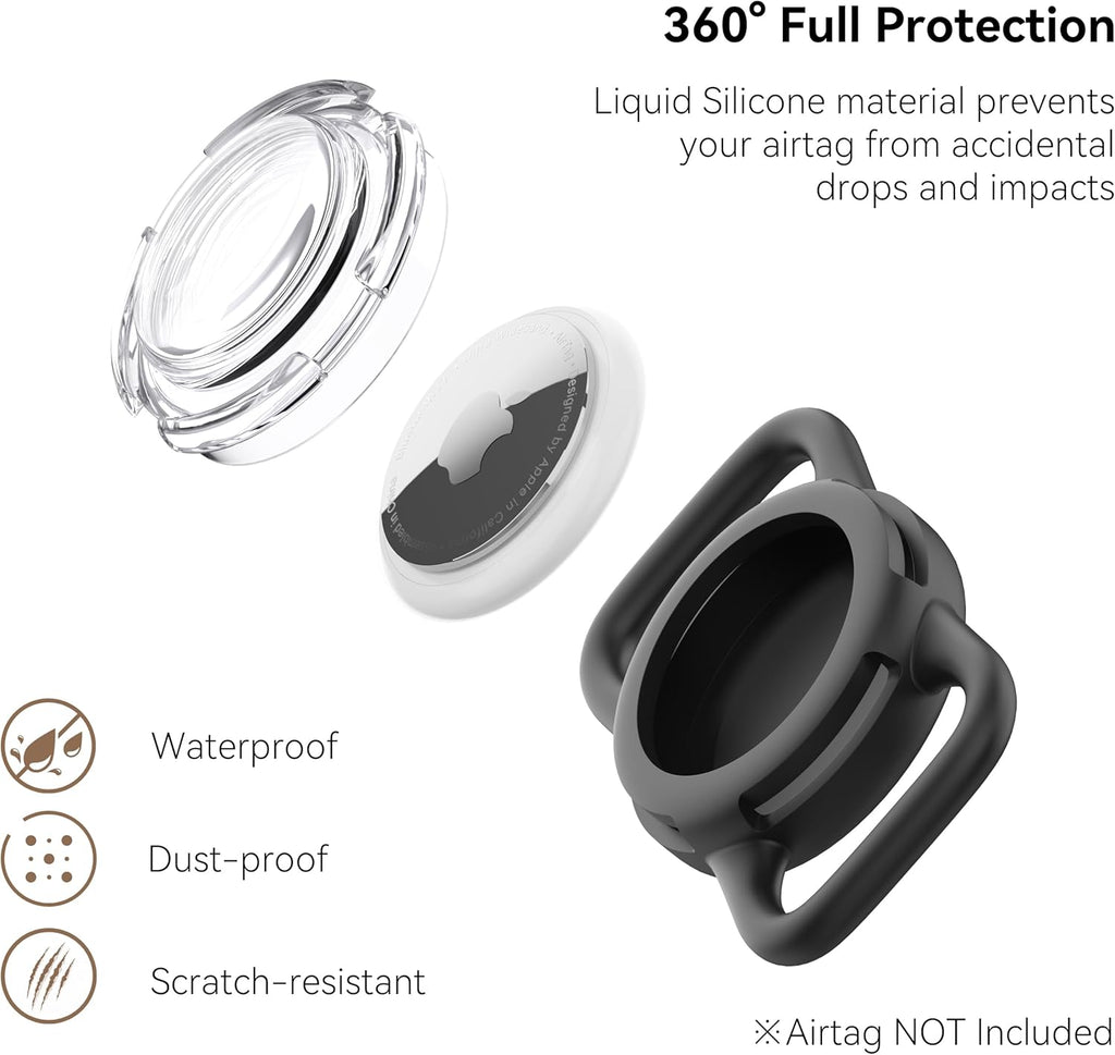 Waterproof Air tag Holder for Dog Collar, Soft Full-Body Protective Air tag Holder for Dog & Cat Collars