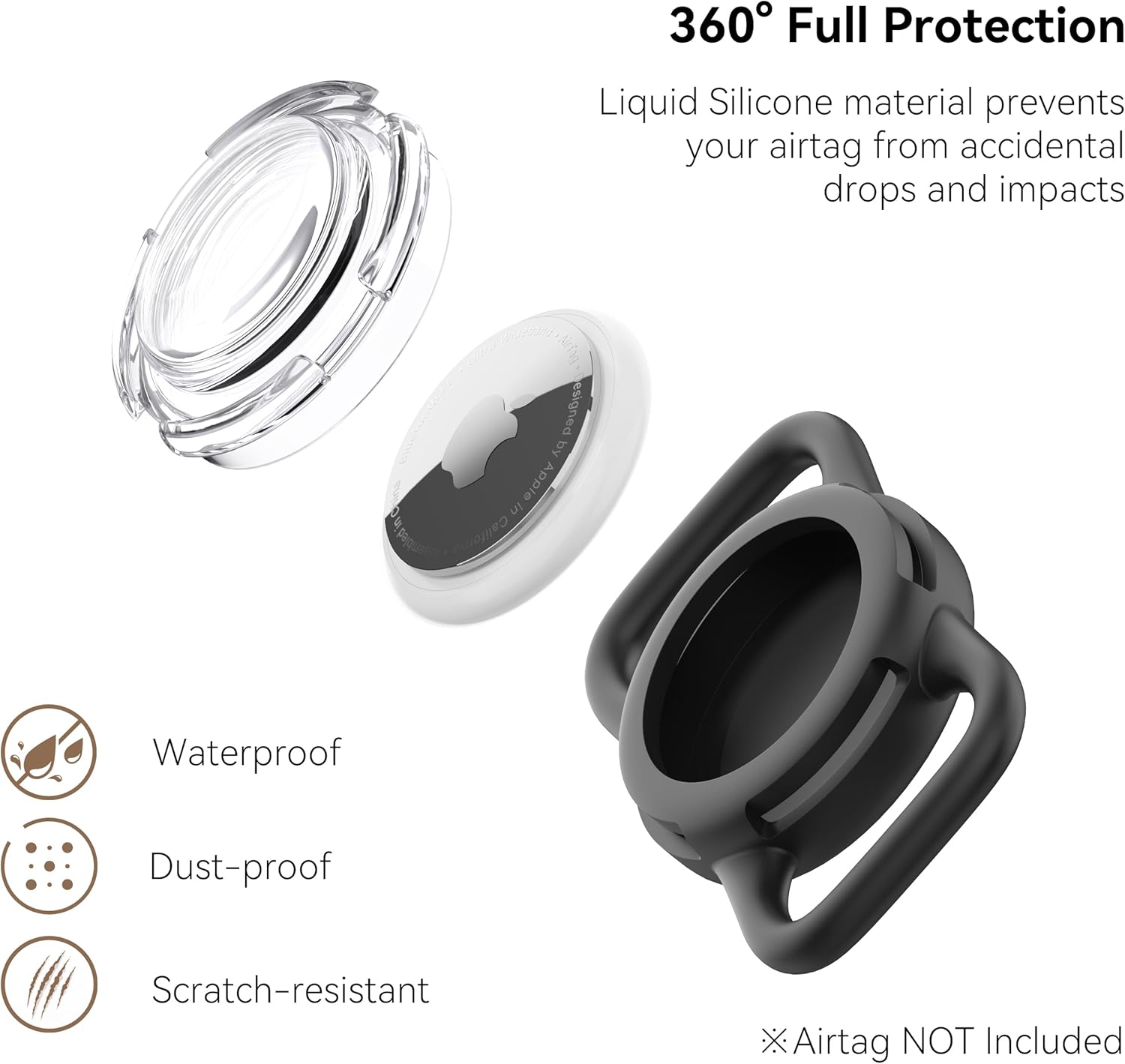 Waterproof Air tag Holder for Dog Collar, Soft Full-Body Protective Air tag Holder for Dog & Cat Collars