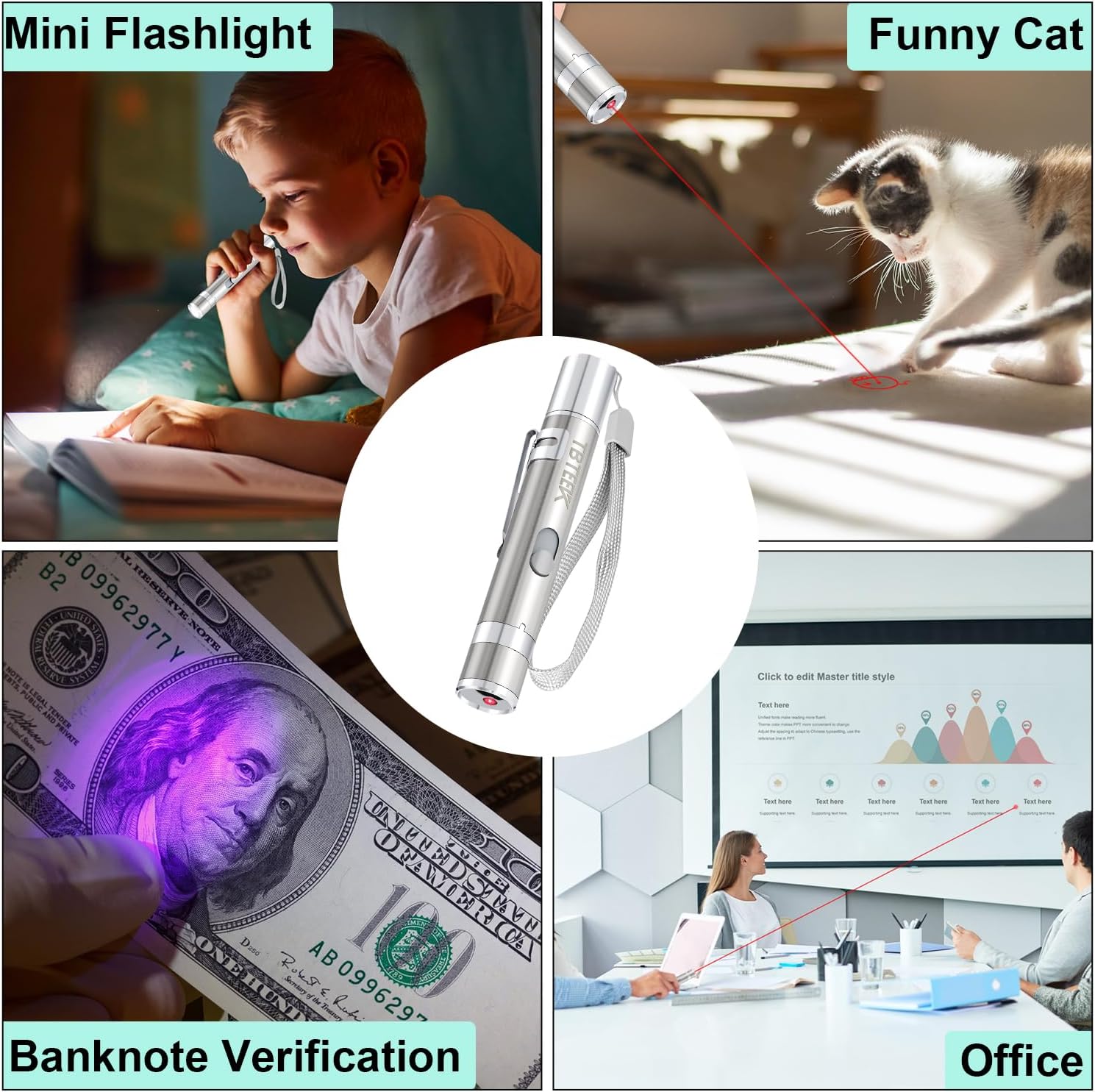 Cat Toys, USB Rechargeable Kitten Toy, 3 Light Modes & 5 Adjustable Patterns