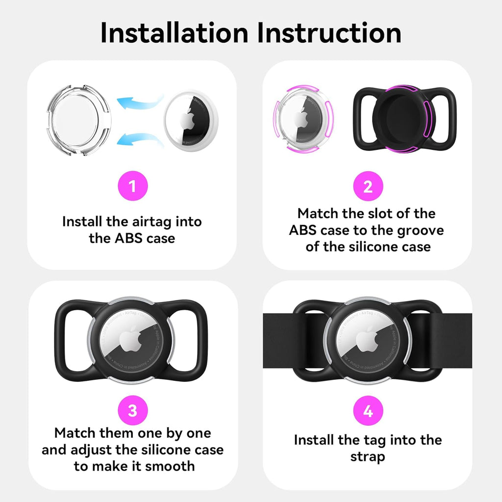 Waterproof Air tag Holder for Dog Collar, Soft Full-Body Protective Air tag Holder for Dog & Cat Collars