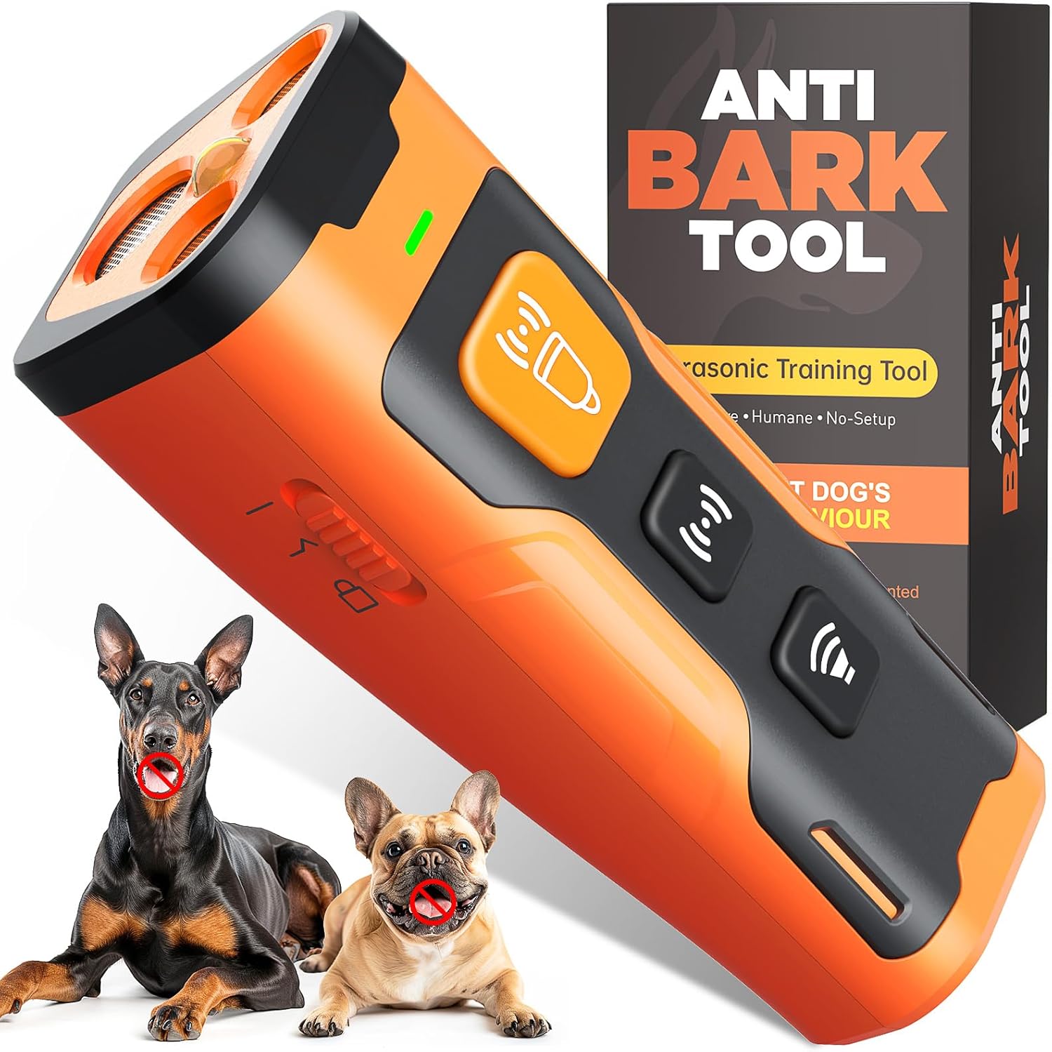 Dog Bark Deterrent Devices,Anti Barking Device for Dogs 23Ft Safe Range, Ultrasonic Bark Stopper with 3X Emitters