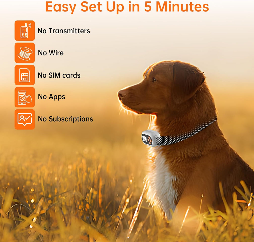 GPS Wireless Dog Fence System | IPX7 Waterproof Rechargeable GPS Dog Collar | 3 Safe Modes: Beep, Vibration, Shock