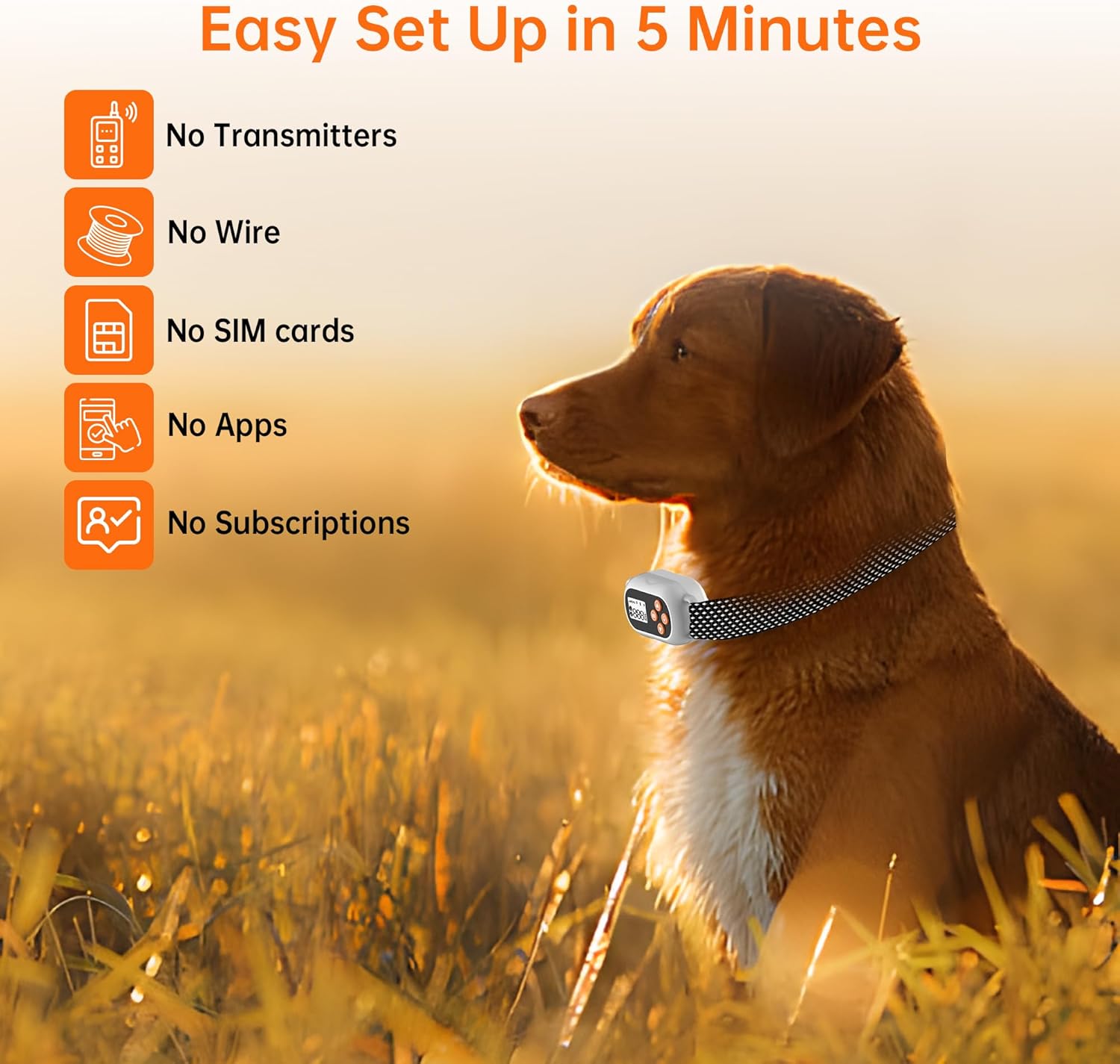 GPS Wireless Dog Fence System | IPX7 Waterproof Rechargeable GPS Dog Collar | 3 Safe Modes: Beep, Vibration, Shock