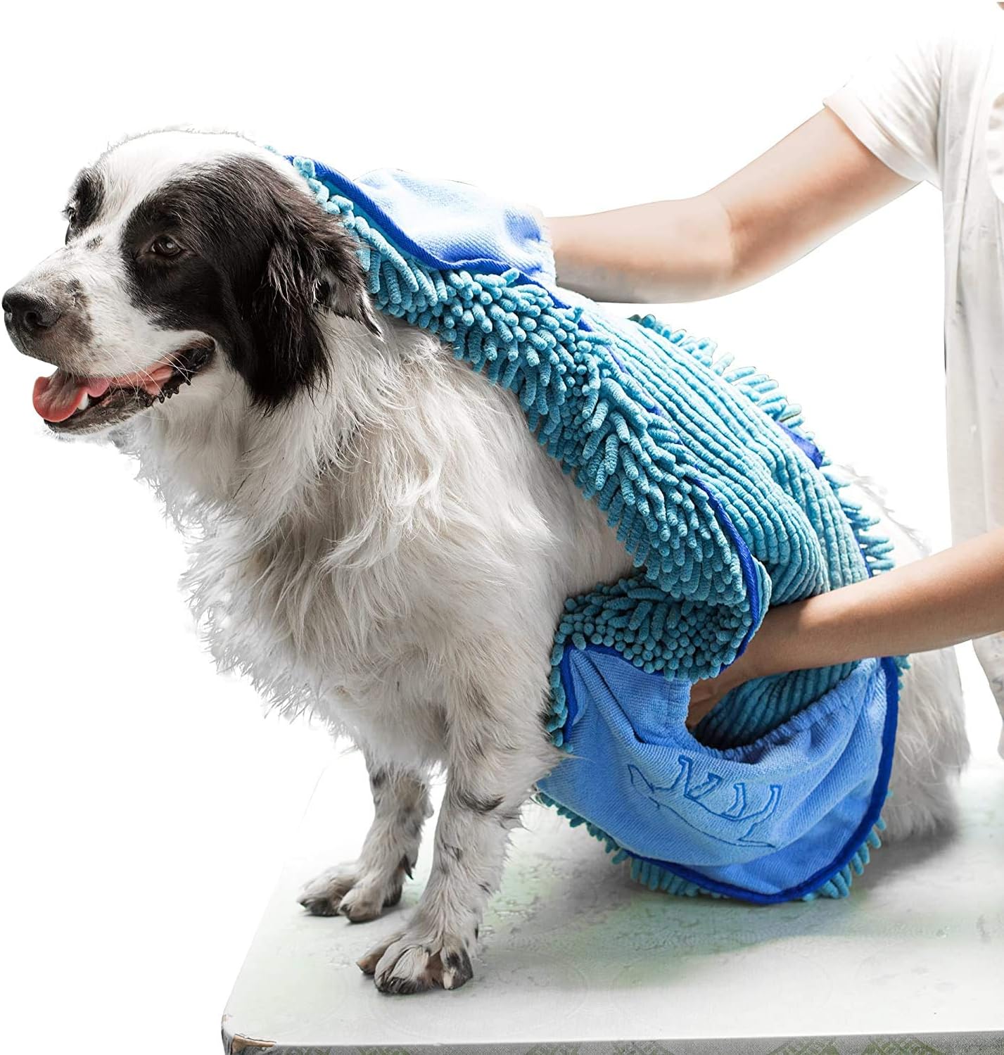 Quick Dry Towel for Dogs | Ultra Absorbent Microfiber Shammy | Extra Large 35X15 Size Dog Bath Towel