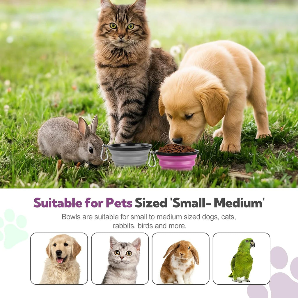 Collapsible Dog Bowl 2 Pack, Dog Water Bowls for Travels, Portable Foldable Pet Bowls