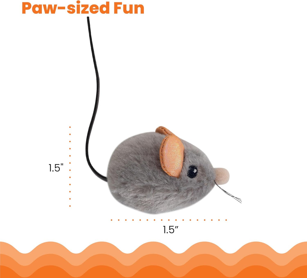 Squeak Squeak Mouse Cat Toy with Touch-Activated Sound & Catnip, Gray