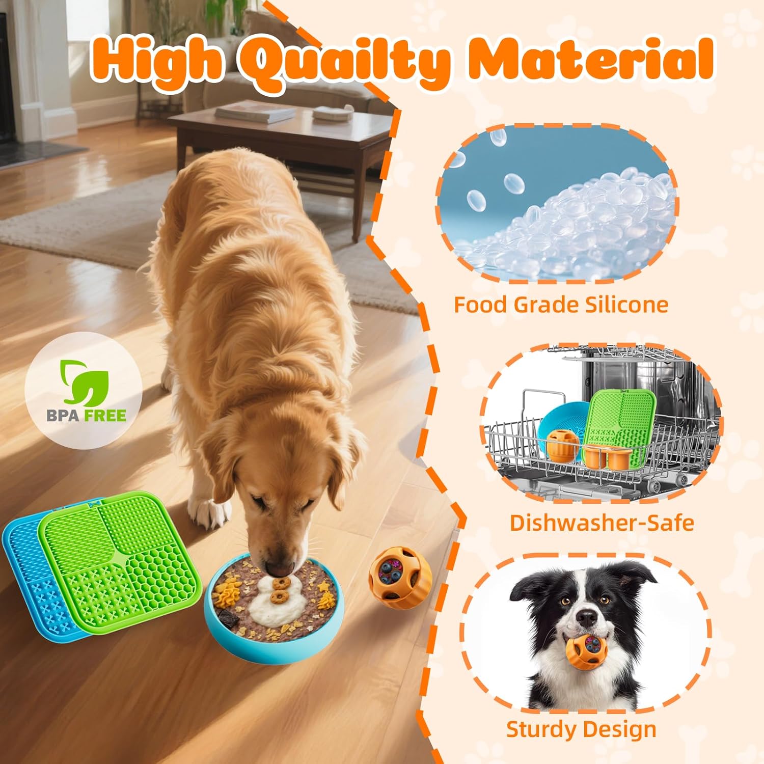 Dog Enrichment Toys 6 Pack Lick Mat, Ball & Bowl with Peanut Butter, Frozen Treat Puzzle Dispenser for Anxiety Relief, Reduce Boredom, Perfect for Bathing Grooming