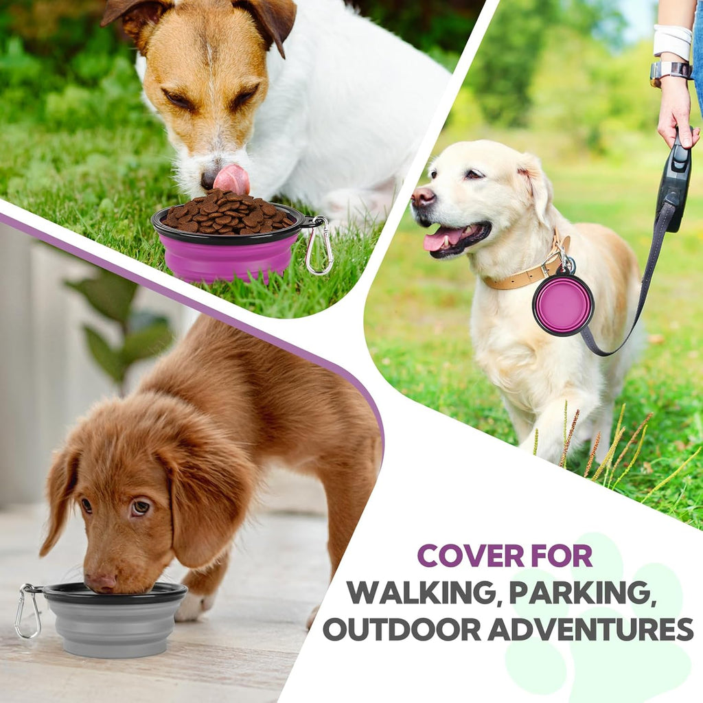Collapsible Dog Bowl 2 Pack, Dog Water Bowls for Travels, Portable Foldable Pet Bowls