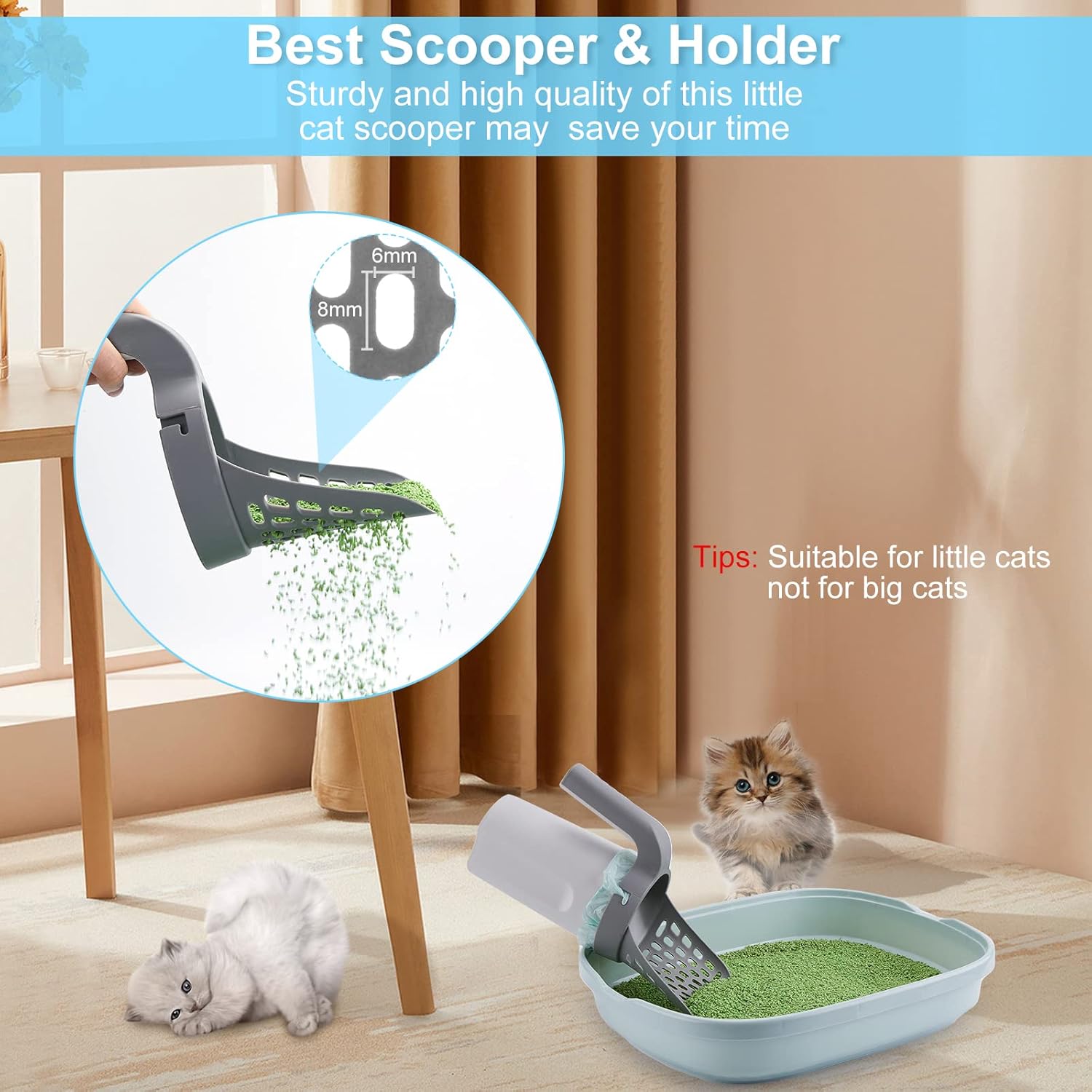 Cat Litter Scooper with Holder, Cat Litter Shovel with Waste Can and Refill 135 Bags