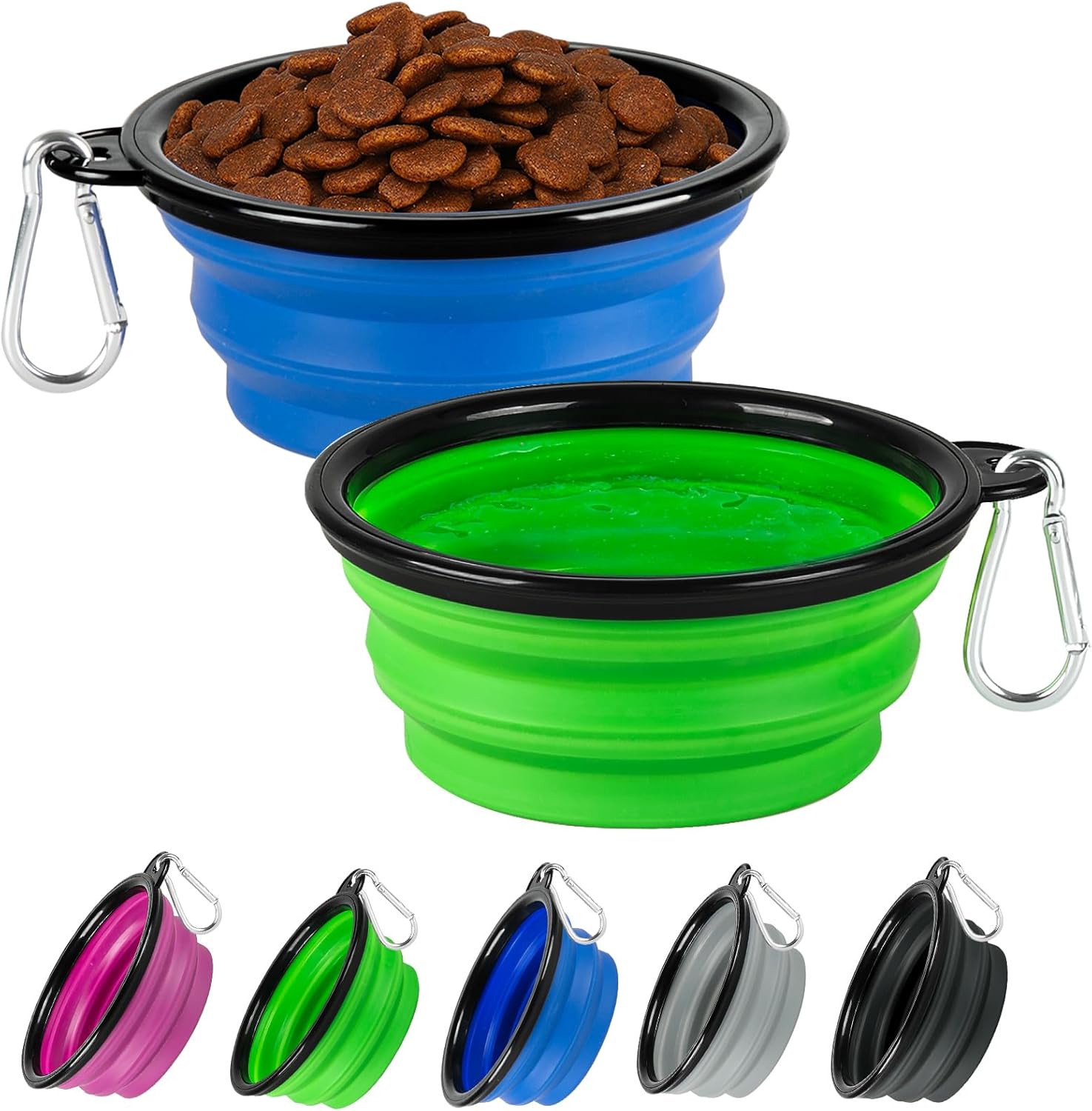 Collapsible Dog Bowl 2 Pack, Dog Water Bowls for Travels, Portable Foldable Pet Bowls