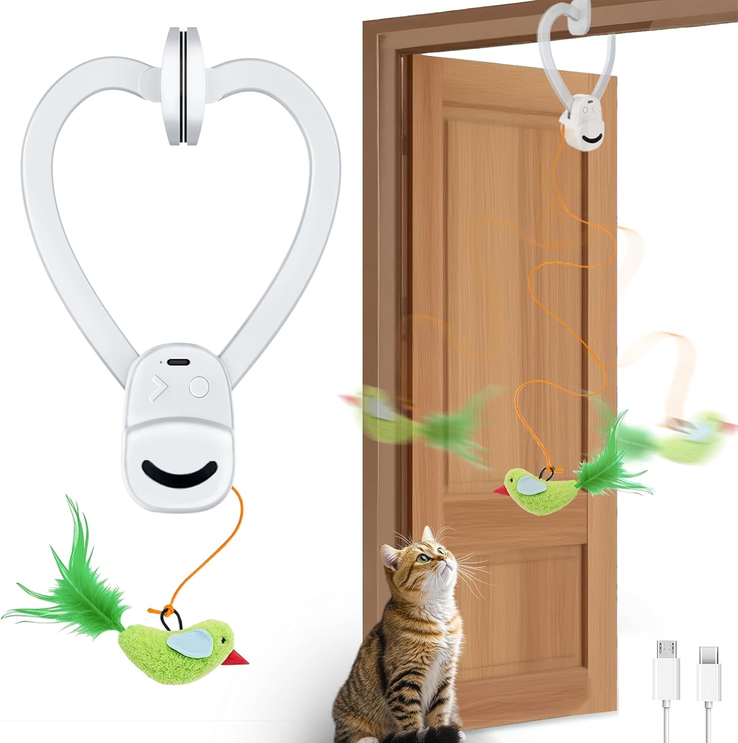 Interactive Cat Toys for Indoor Cats Automatic Electric Flying Bird Feather Mouse Toy