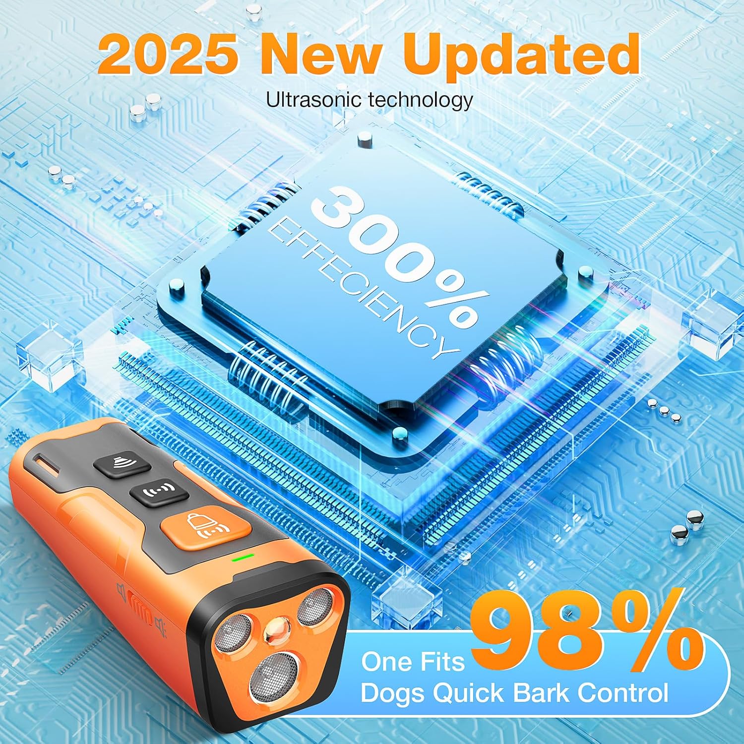 Dog Bark Deterrent Devices,Anti Barking Device for Dogs 23Ft Safe Range, Ultrasonic Bark Stopper with 3X Emitters