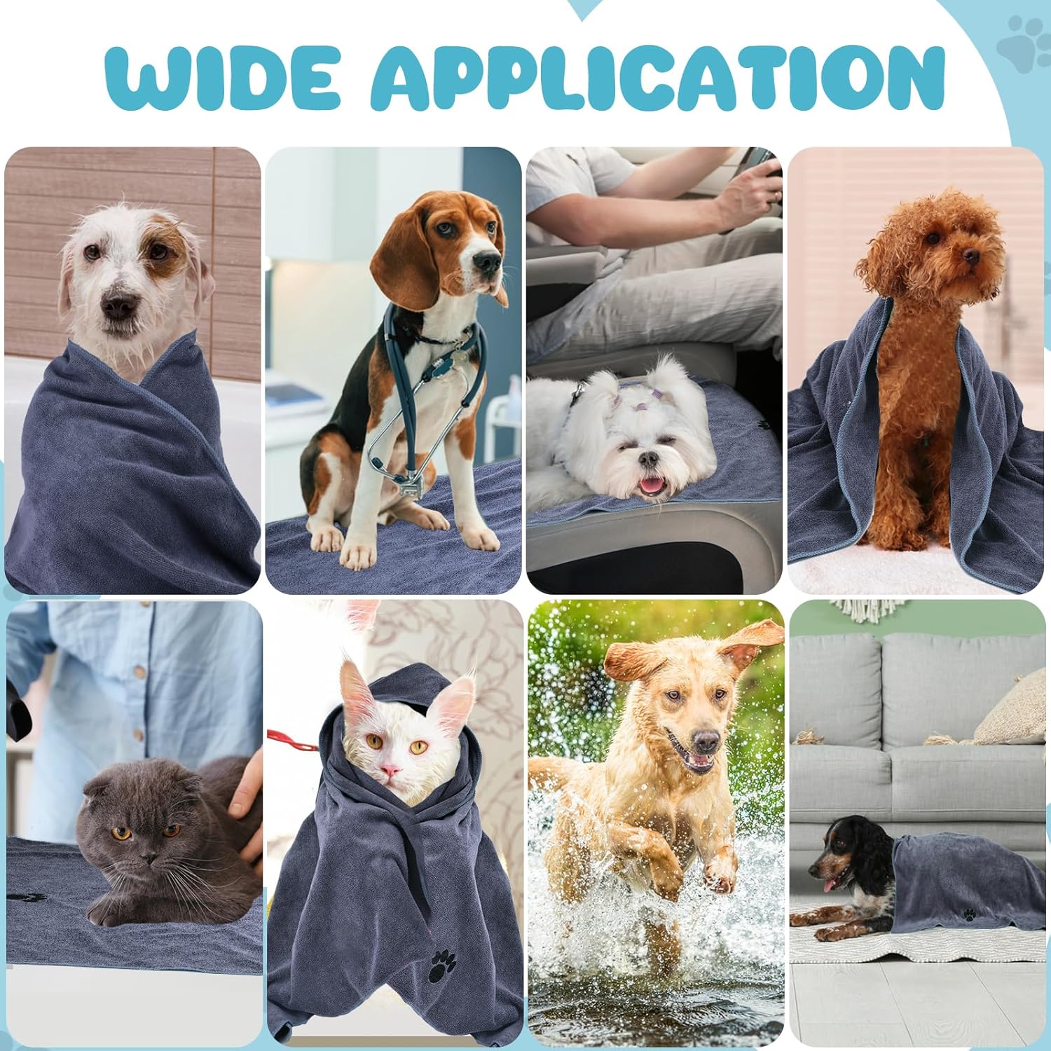 Microfiber Dog Towels for Drying Dogs,40'' X 23.6'', Super Absorbent and Soft Pet Grooming Towel