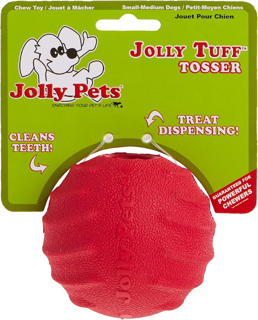 Tuff Tosser Bouncing Ball Tog Toy/Treat Holder, 3 Inches, Red