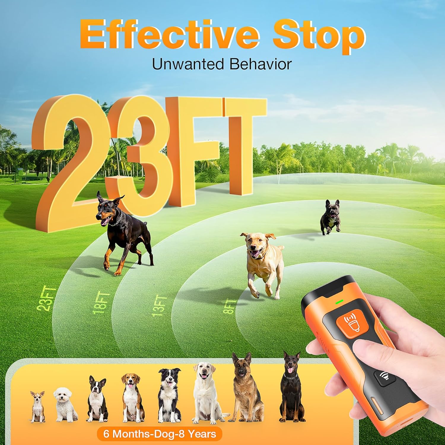 Dog Bark Deterrent Devices,Anti Barking Device for Dogs 23Ft Safe Range, Ultrasonic Bark Stopper with 3X Emitters