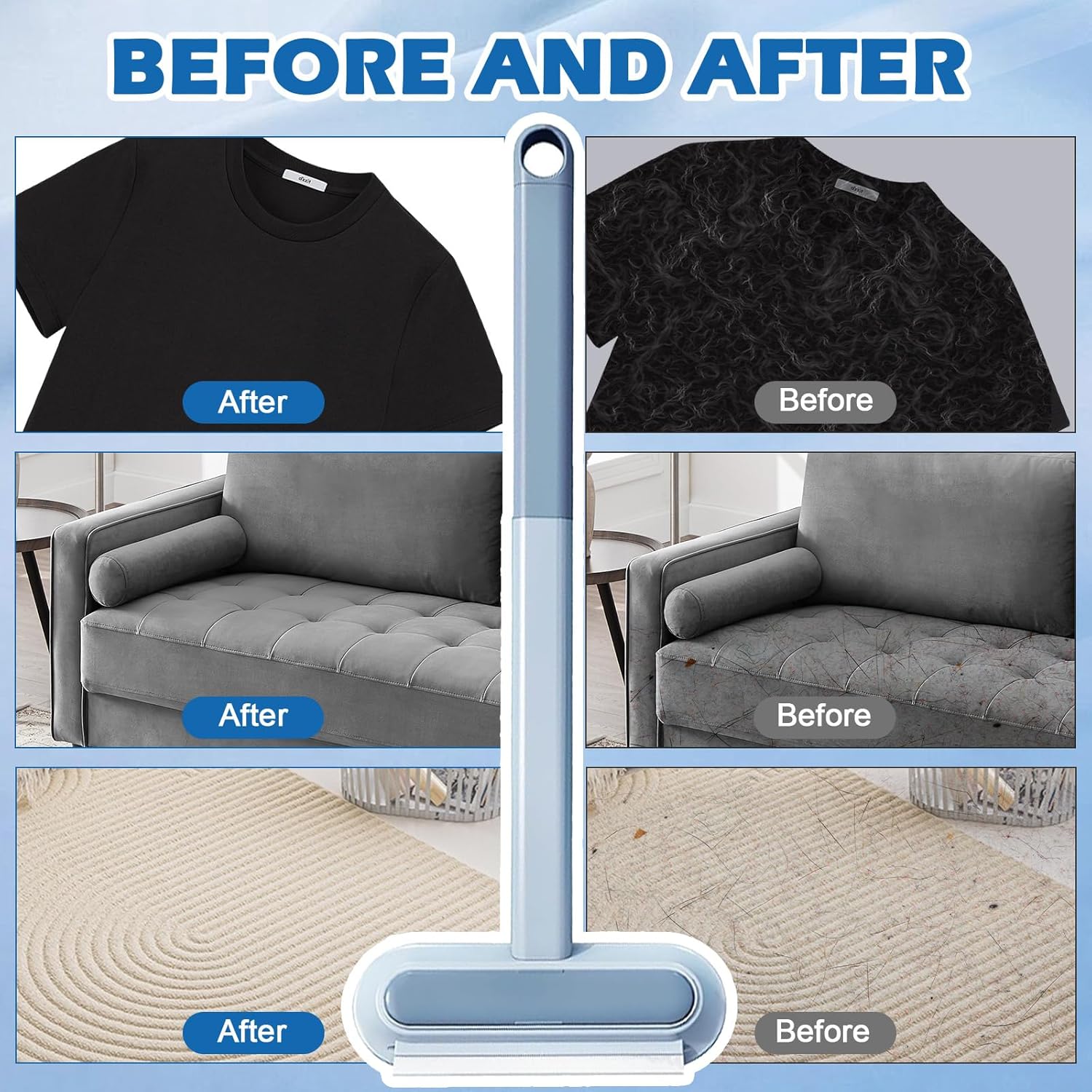 Pet Hair Remover for Couch, Furniture & Car Seats - Reusable Lint Roller for Dog and Cat Hair Removal on Clothes