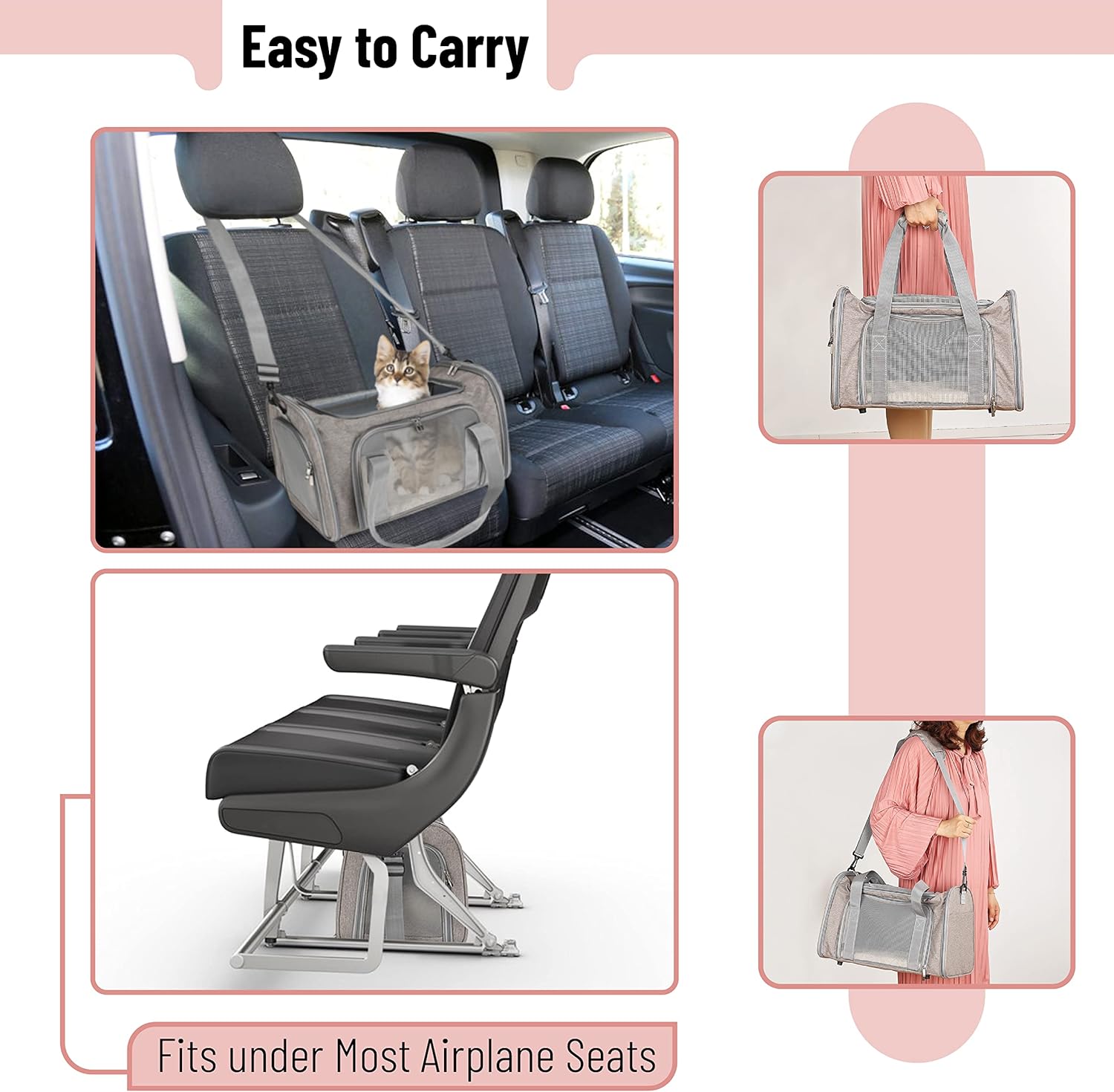 - Pet Carrier, Cat Carrier, Dog Carrier, Cat Bag Carrier, Cat Travel Carrier, Soft Cat Carrier
