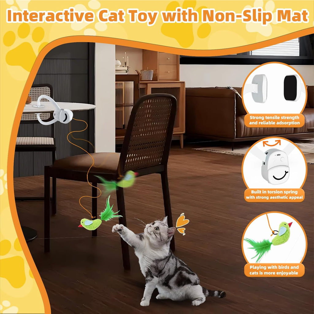 Interactive Cat Toys for Indoor Cats Automatic Electric Flying Bird Feather Mouse Toy