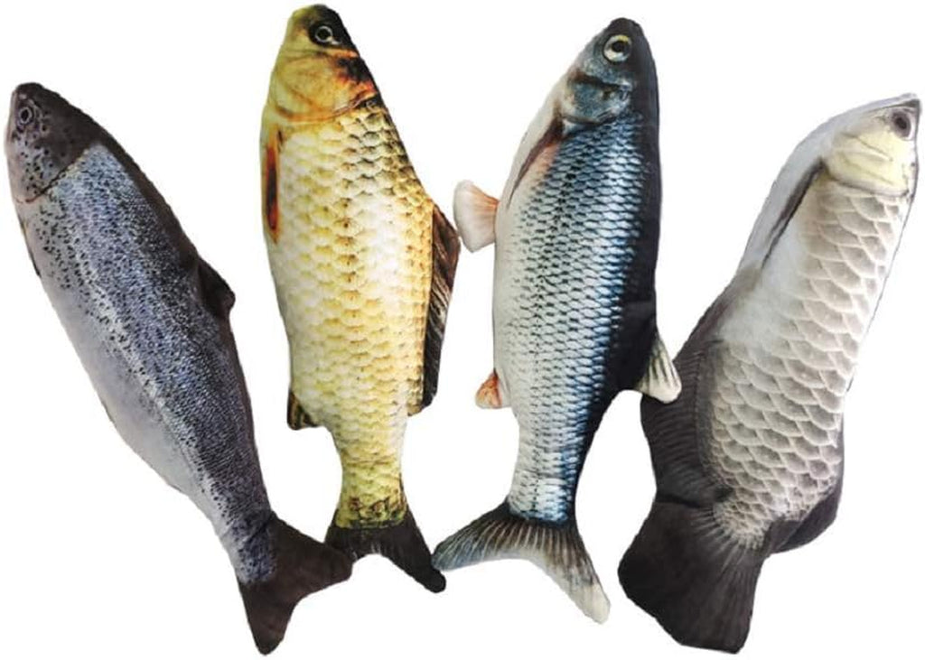 11" Electric Moving Fish Cat Toy Realistic Flopping Catnip Kicker Toy Plush Simulation Wagging Fish Wiggle Interactive Cat Toy