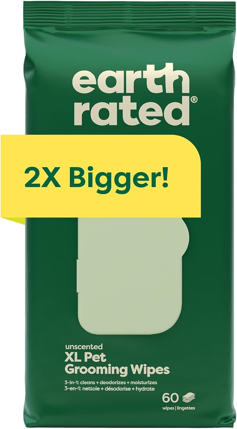 XL Pet Wipes for Dogs & Cats, 3-In-1 Hypoallergenic Cleaning, Deodorizing and Hydrating Extra Large Grooming for Body